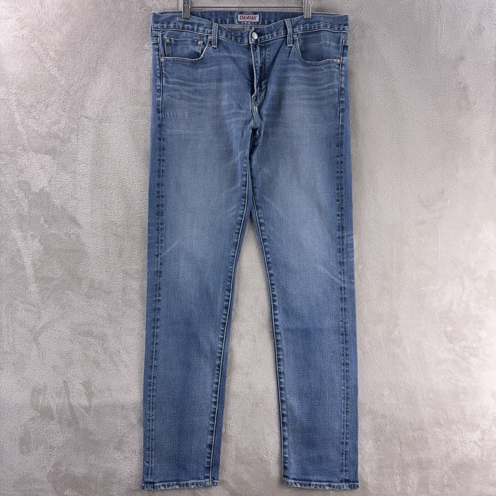 S.M.N Denim Jeans Mens Size 36x32 Blue Medium Wash The Finn Tapered Slim Stretch